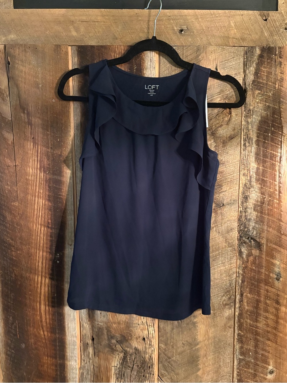 LOFT Navy Ruffle Sleeveless Tank